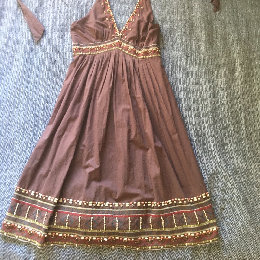 Brown Dress with unique beading